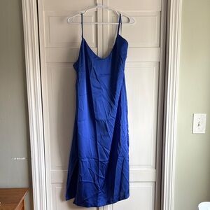 Shinestar Cobalt Blue Spaghetti Strap Midi Dress